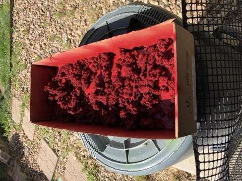 Couch Foam Red Batch Drying Trashcan