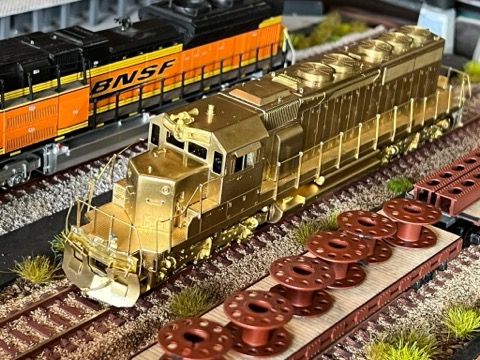 Brass SD40 2 BNSF Spool Flatcar