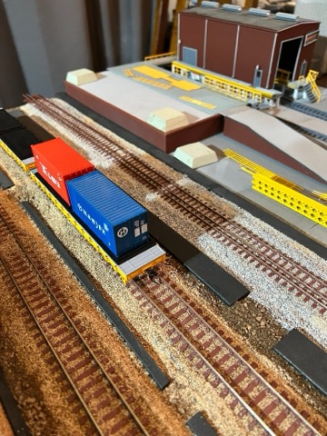 Container Flatcar Yard Scene